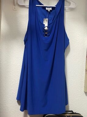 Avenue Royal Blue Sleeveless Tank with Ring Detail